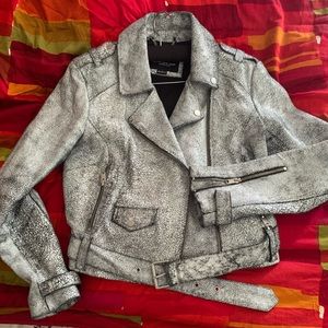 Andrew Marc Madison Crinkle Leather Moto Jacket